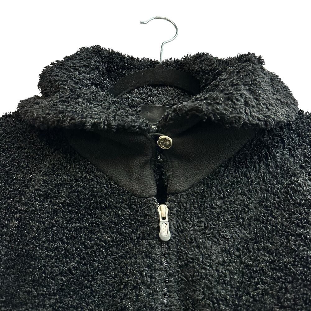 Patagonia Women's Synchilla Black Curly Q Zip Up Collared Jacket Full Zip Medium - Picture 3 of 7